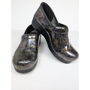 Dansko Professional Shoes Marbled Black Clogs Slip On Women’s Size 39 8.5 9 US